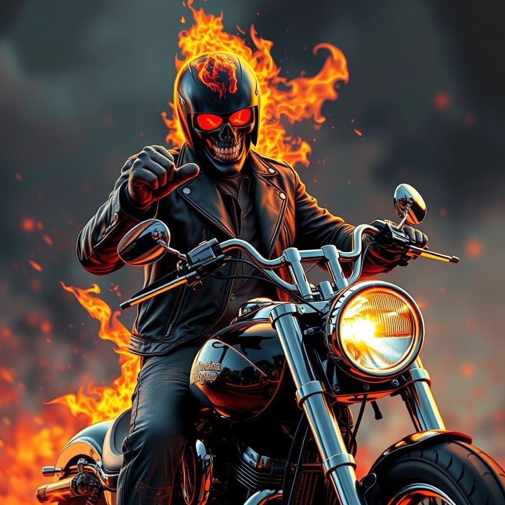 Ghost Rider Flips Off the World: Hyperrealistic Splash Art