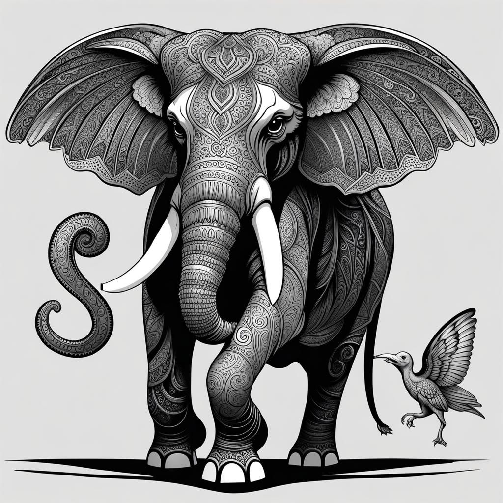 Fantasy Elephant Bird With Wings