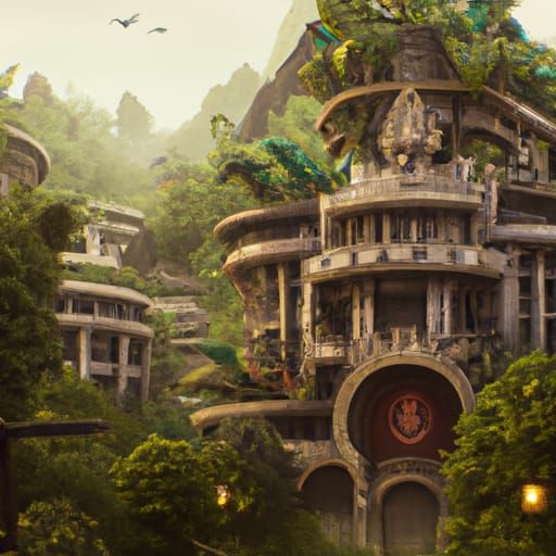 Thailand University in Forest: Detailed Matte Painting