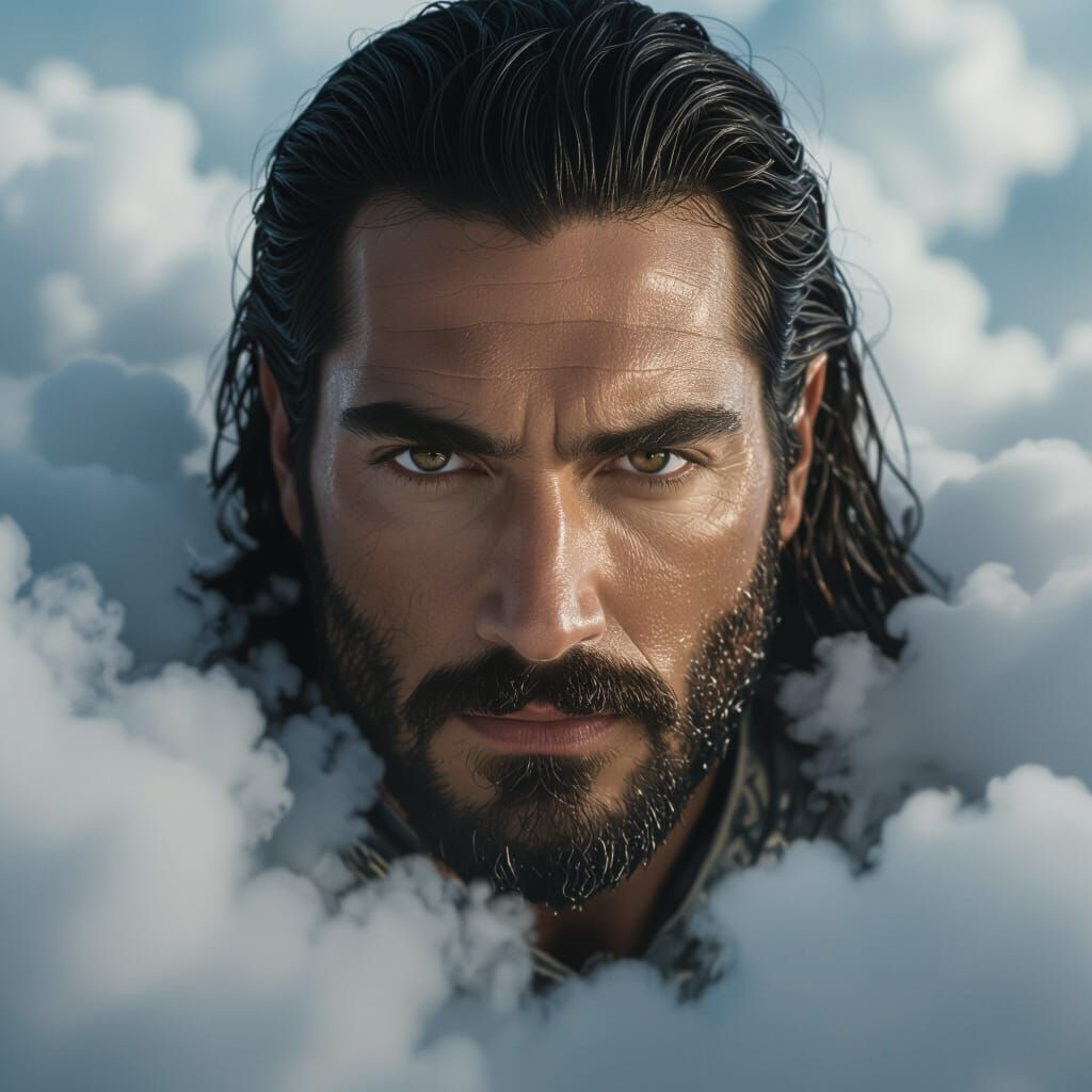 Heroic Cloud King with Brown Eyes and Black Hair