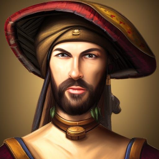 Detailed Medieval Merchant Hat in Splash Art Style