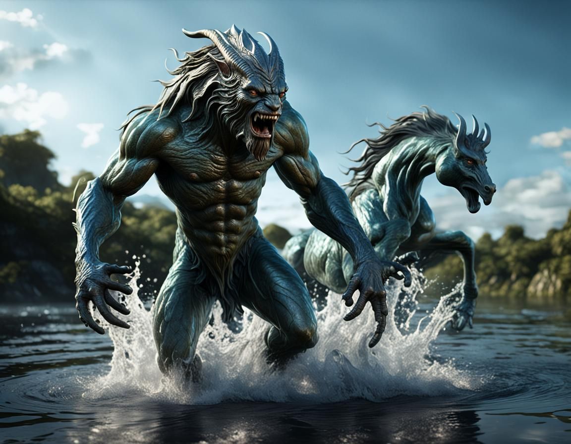 Mythical Creature Emerges: Detailed 3D Digital Sculpture