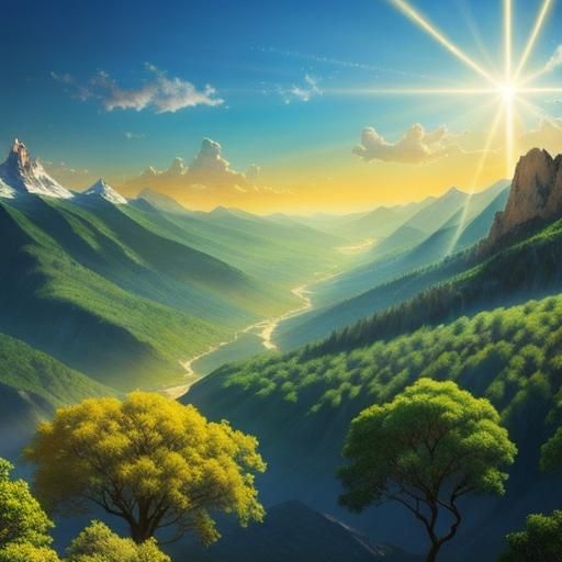 Filled with divine light, beautiful landscapes, and a connection to a higher power.