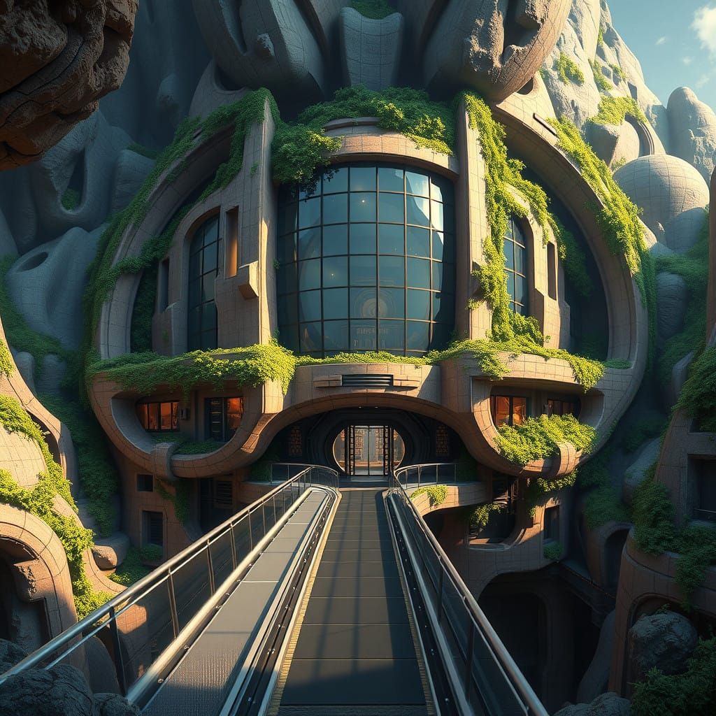 Surreal Subterranean Citadel in Cyberpunk Style