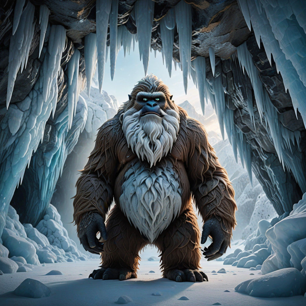 Yeti in Icy Winter Wonderland