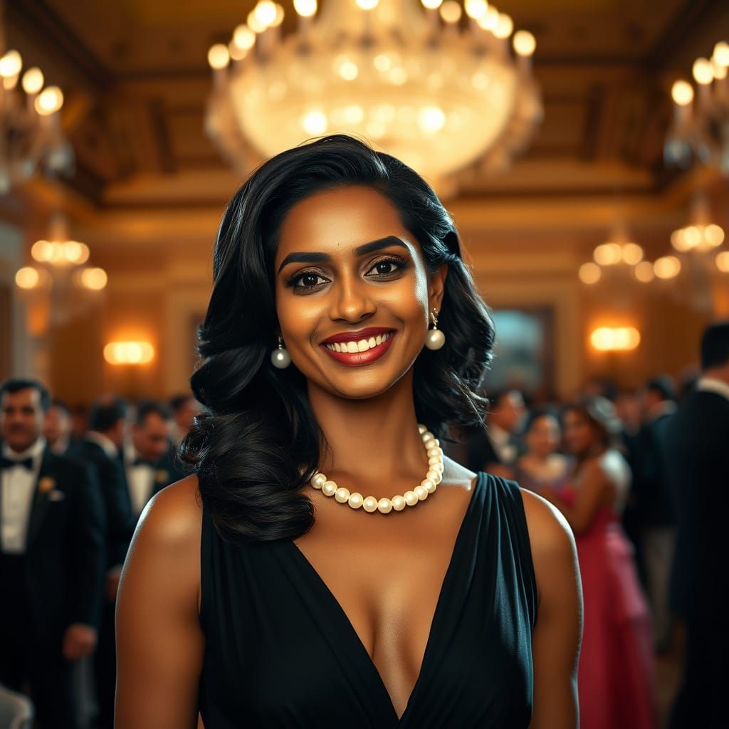 Elegant Indian Woman at Gala in Timeless Beauty Style
