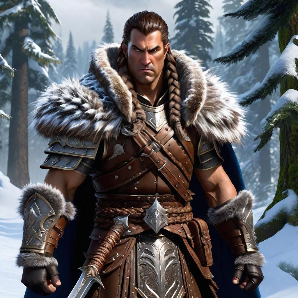 Fierce Goliath Warrior in Snowy Forest