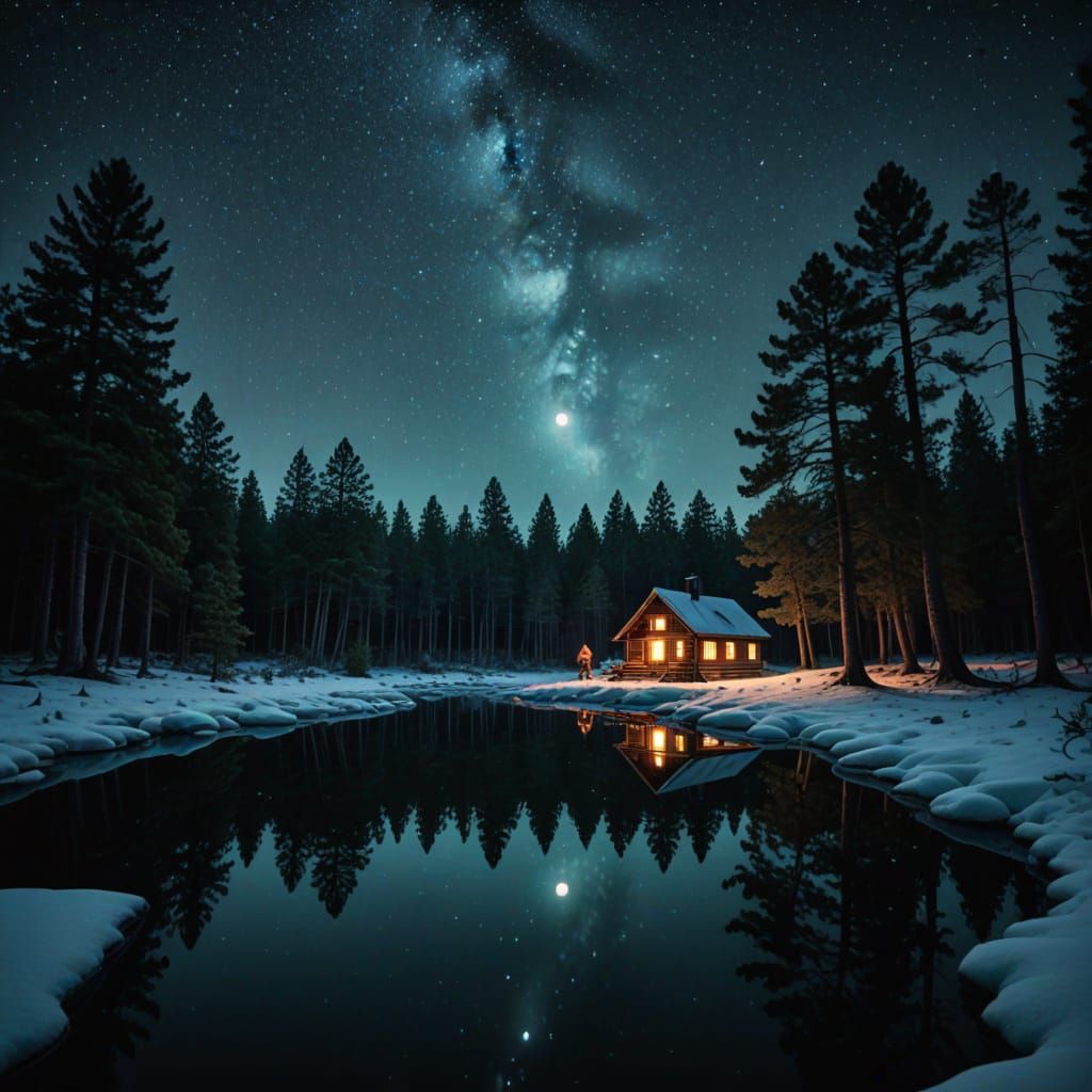 Mystical Forest Under Celestial Light