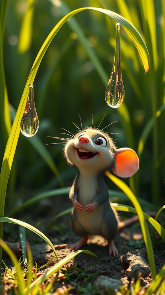 Whimsical Moment of Joy in a Sunny Meadow