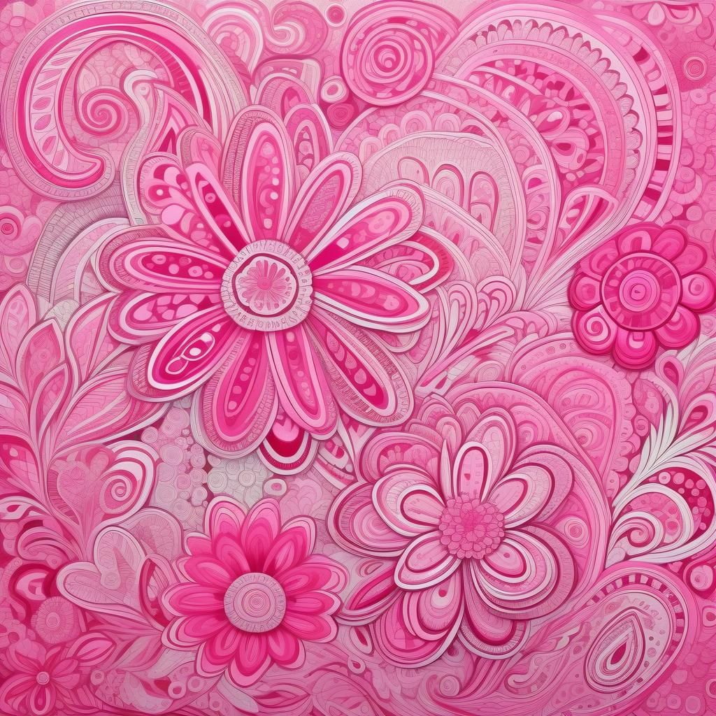 Abstract Pink Paisley Floral Design