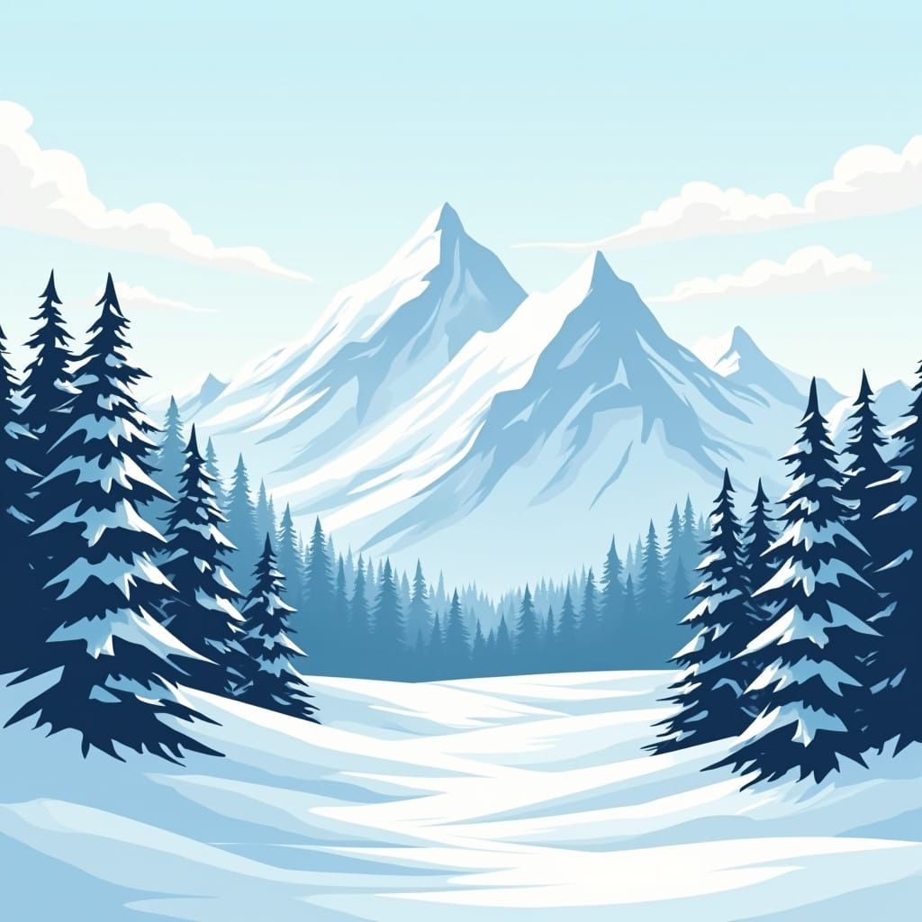 Surreal Winter Wonderland in Bold Digital Art