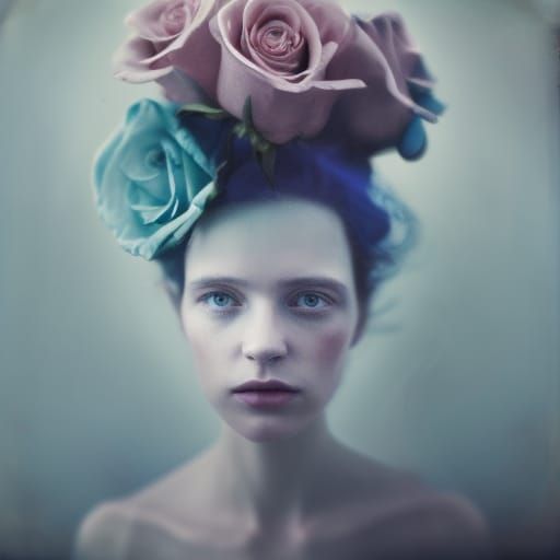 Bridal Portrait with Roses in Tine Type Style