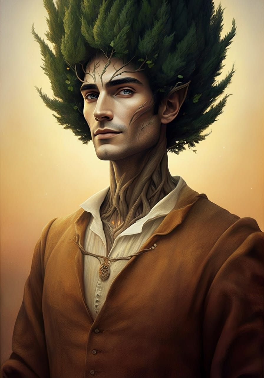 A Handsome Cypress Tree in Elegant Earth-Toned Attire