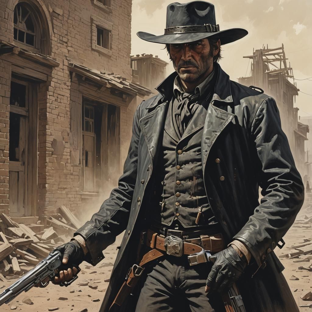 Sinister Gunslinger in Gothic Fantasy Style