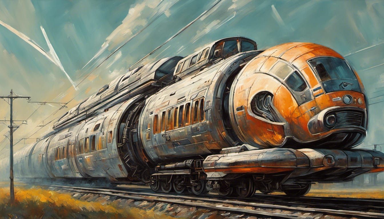 Retro-Futuristic Train Painting