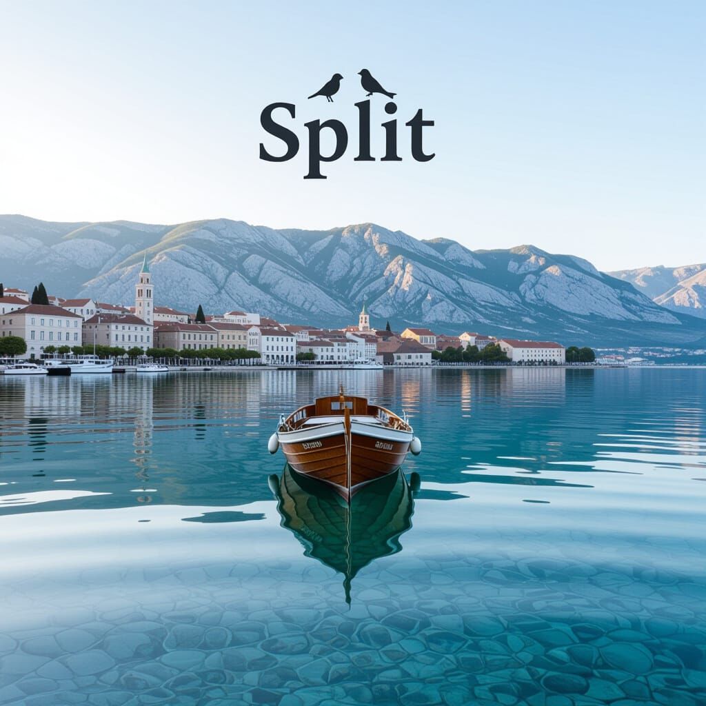 Riva in Split Landscape with Wavy Reflection