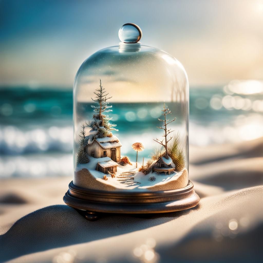 Miniature Sunny Beach in Winter Bell Jar