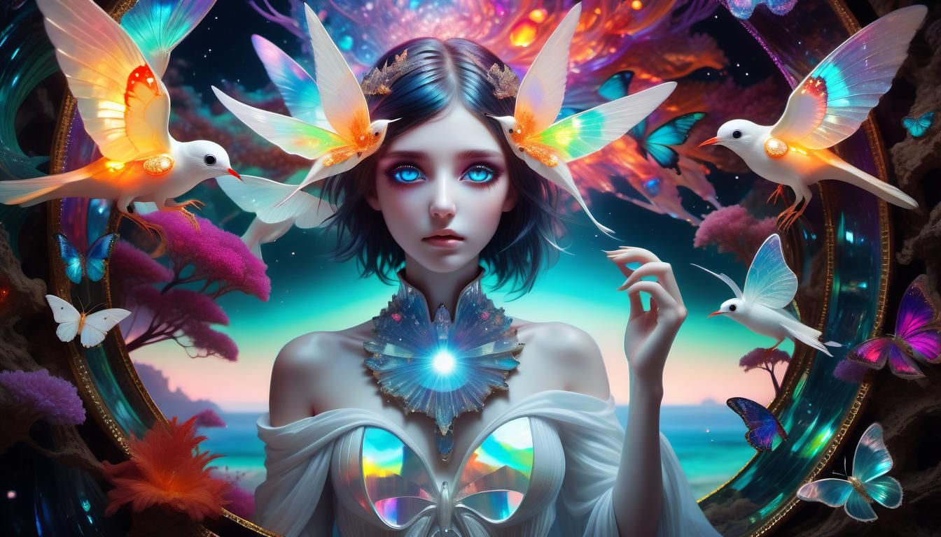 Bejeweled Galactic Oasis in Expressionist Style