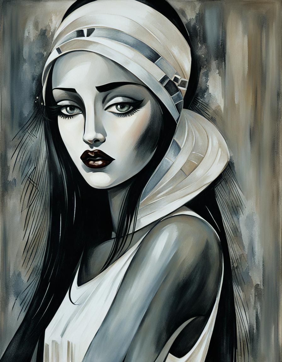 Glamorous 1920s Flapper Portrait in Art Deco Style