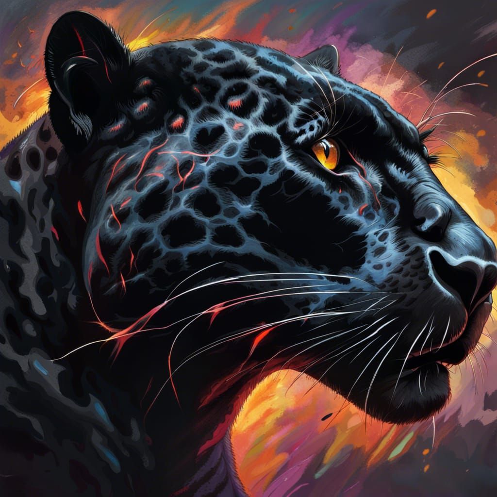Black Jaguar Ablaze with Volcanic Lightning