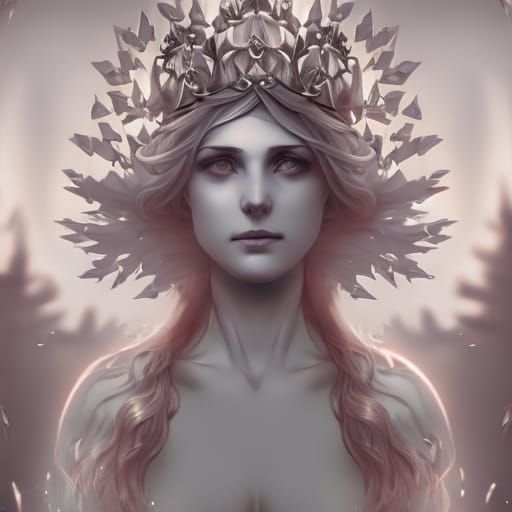 Monochromatic Winter Queen Portrait in Digital Art