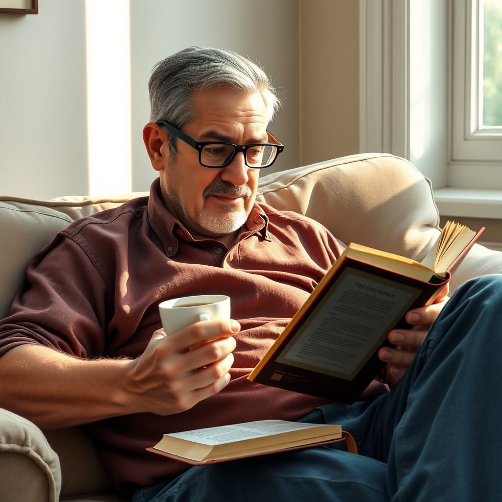 Serene Morning Moment of Leisure in Cozy Living Room
