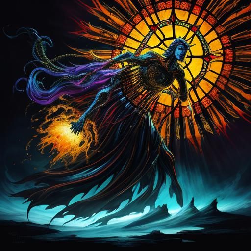 Priest Exorcising Demons in Surreal Expressionist Style