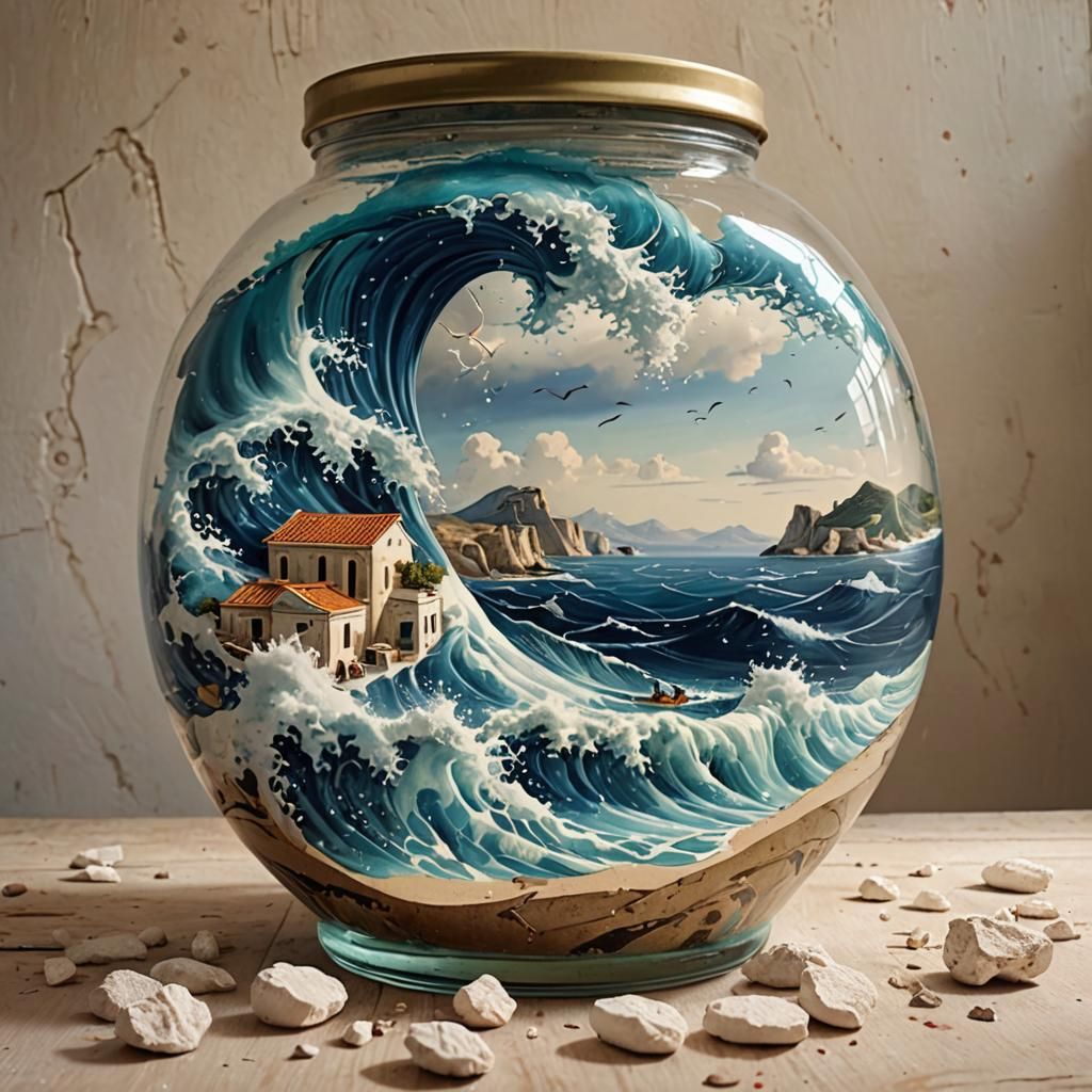 Tsunami in a Greek Jar: AI Art