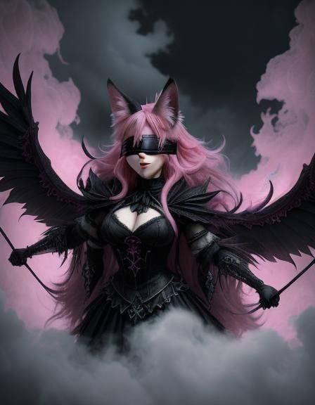 Occult Fox-Girl Soaring Through Kingdom, Digital Art