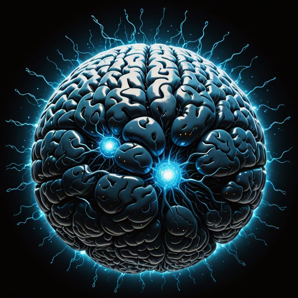 Cosmic Brain with Blue Synapse Orbs