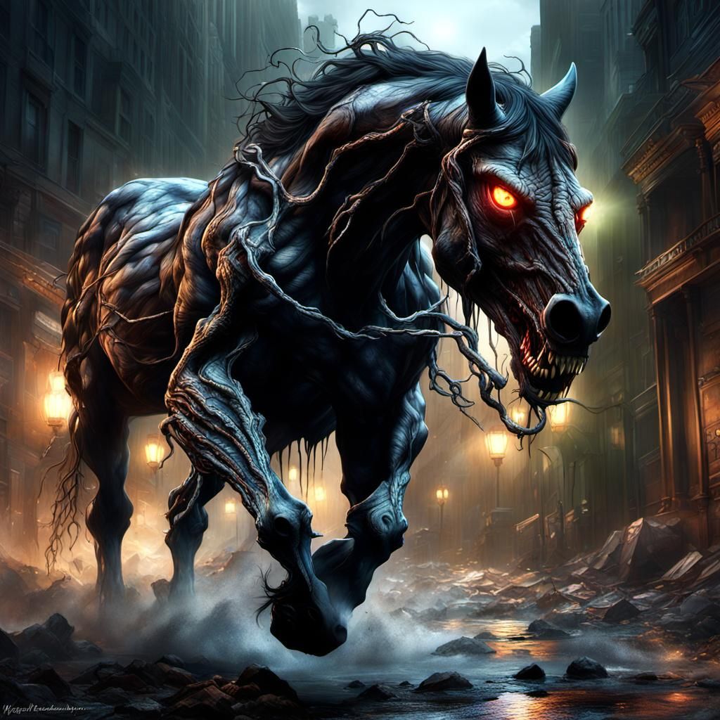 Monstrous Venom Horse with Toxic Energy, Digital Painting