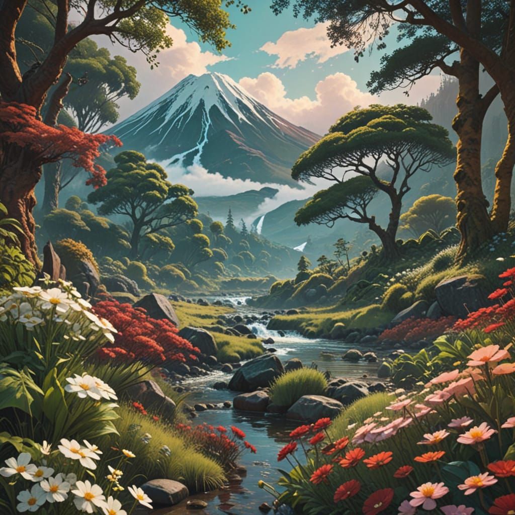 Blossoming Paradise in Golden Light