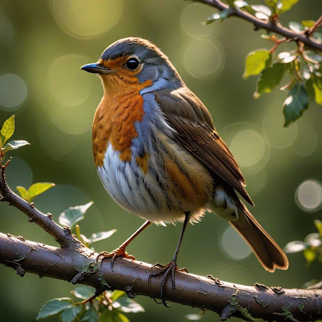 Proud Robin on Branch in Soft Light