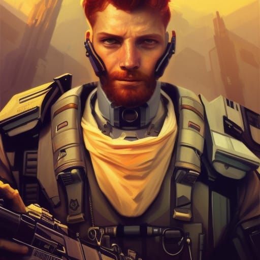Sci-Fi Redhead Militiaman Portrait in Unreal Engine 5