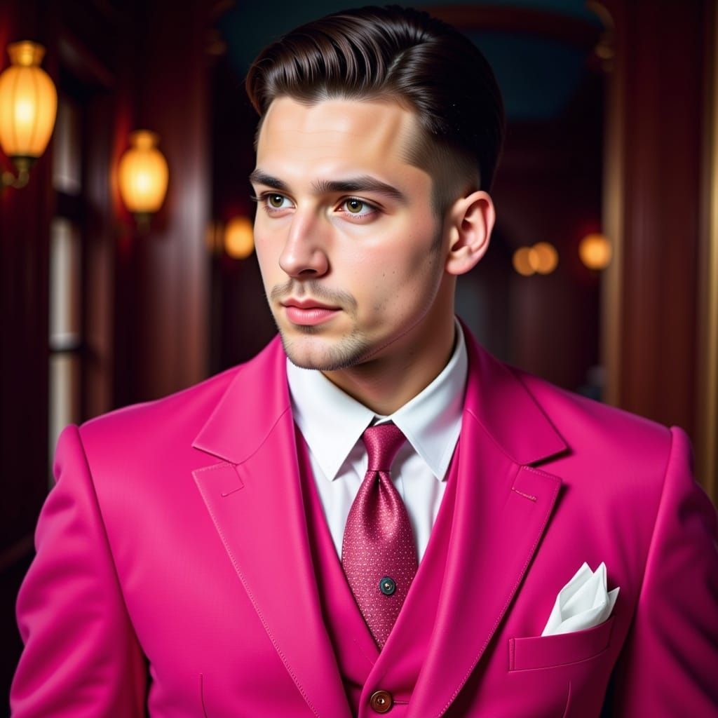 Charming Gentleman in Bright Pink Suit