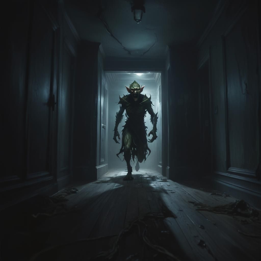 Twisted Elf Monster in Dark Surrealist Oil Painting