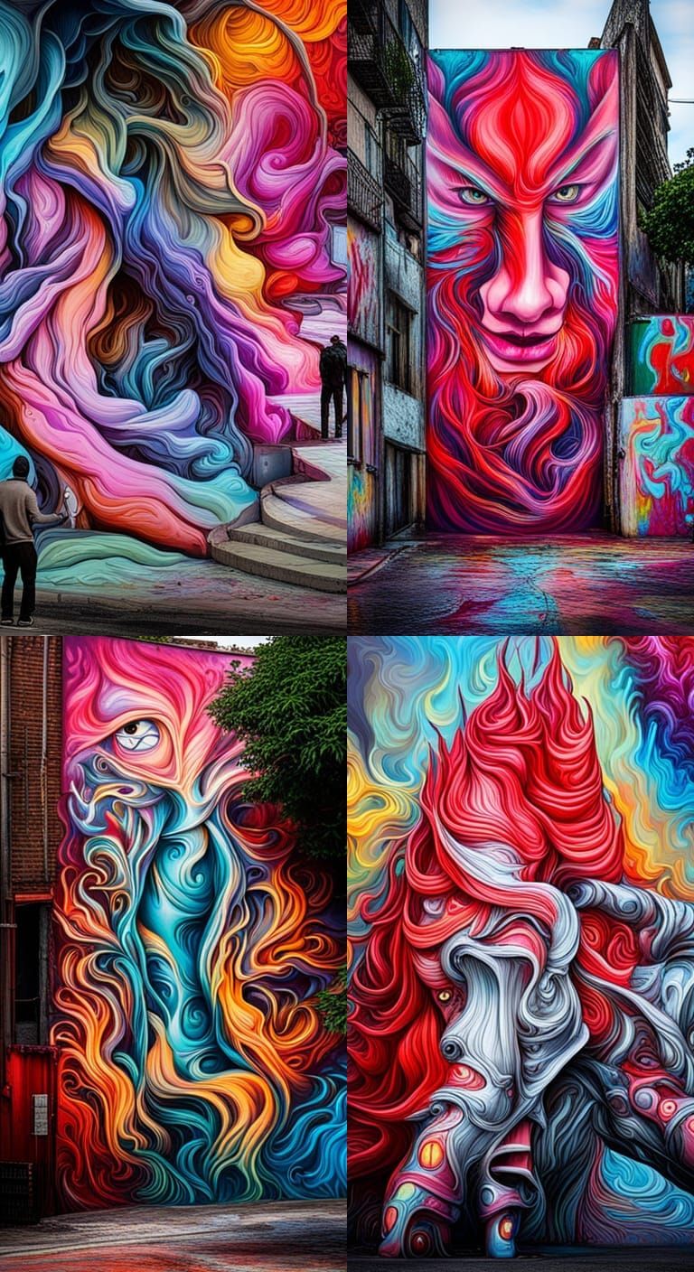 Colorful Polychromatic Graffiti Art in Splash Style