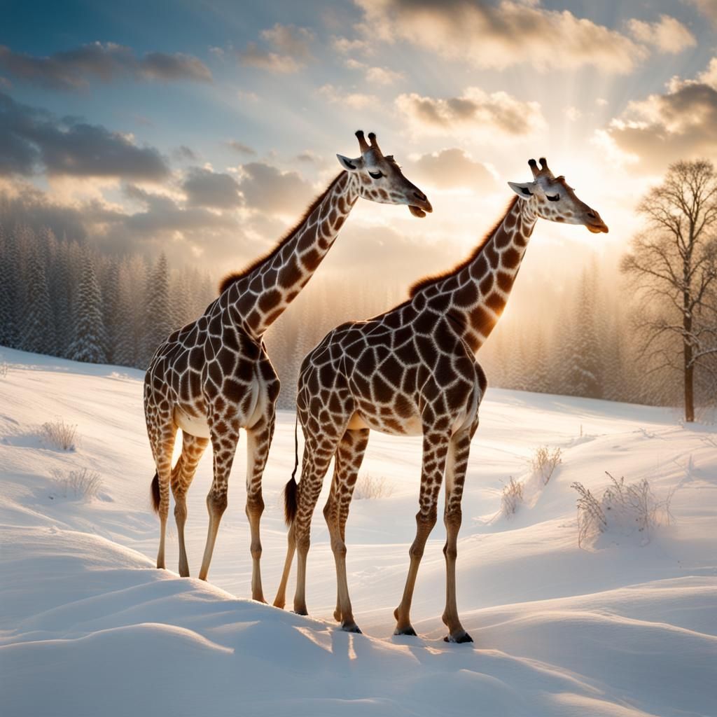 Christmas Giraffes in Divine Sunshine