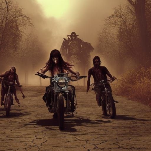Zombie Hippies on Choppers: Digital Matte Painting