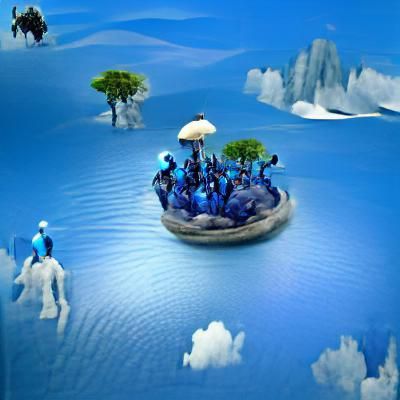 Avatar-Inspired Blue People on Floating Island