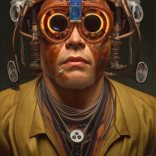 Mexican Cyberpunk Portrait in Art Nouveau Style