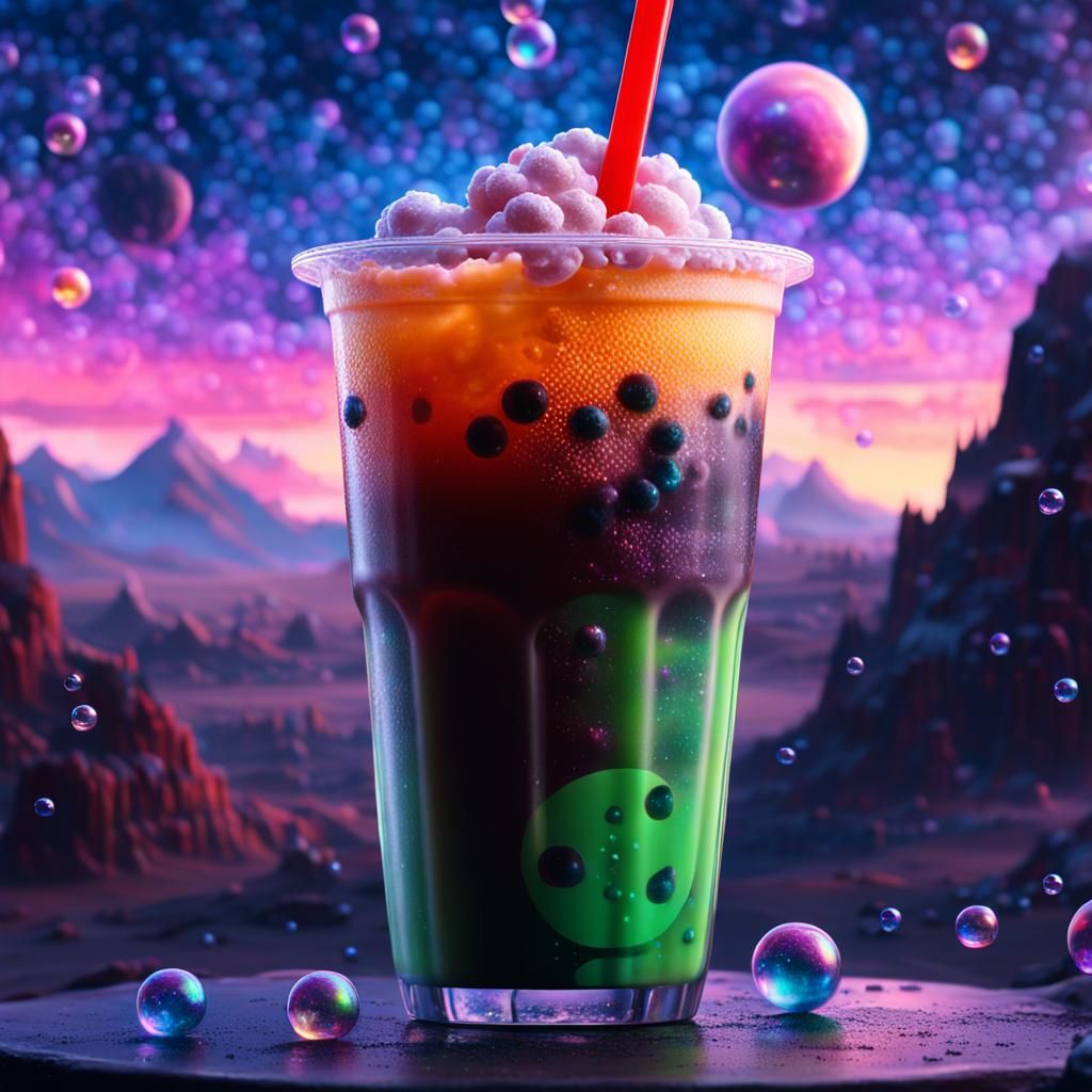 Galactic Boba Tea in a Digital Painting