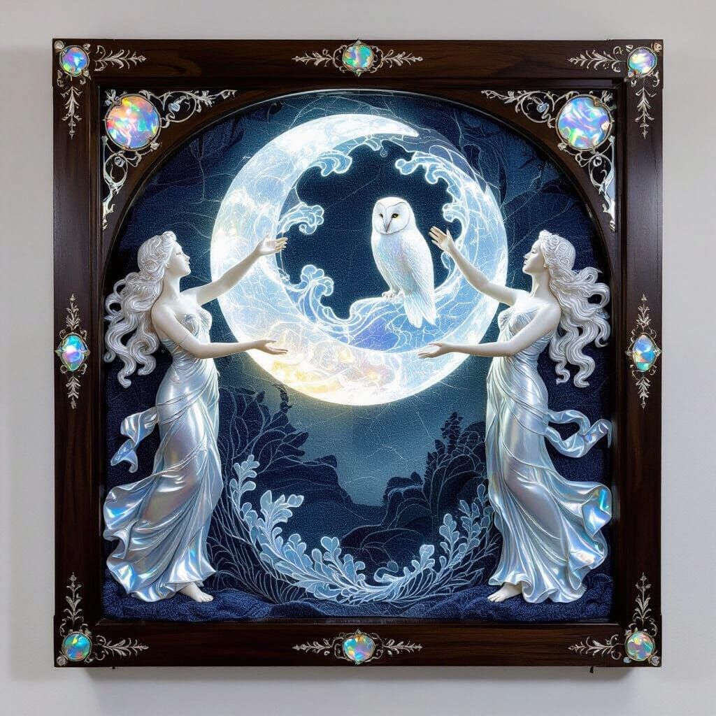 Art Nouveau Tapestry of Moonlight and Melancholy