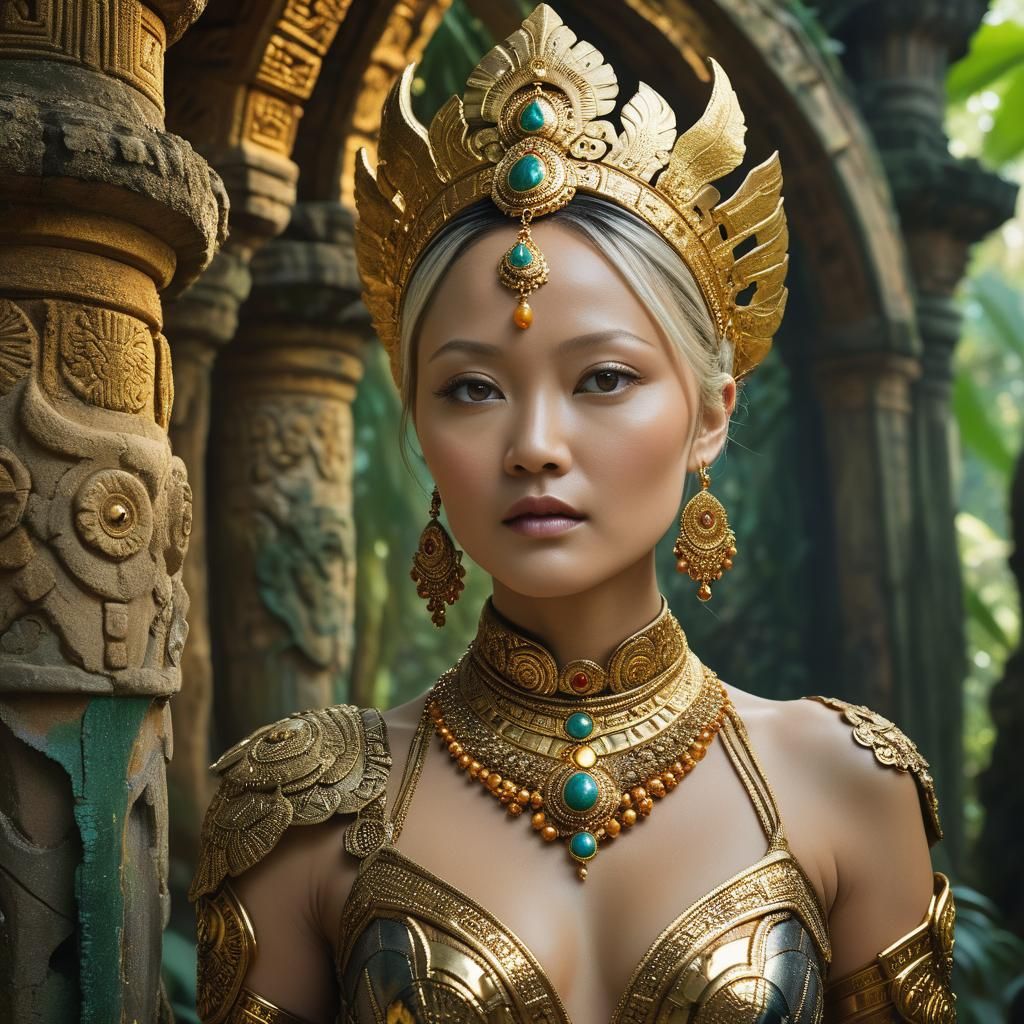 Pom Klementieff as Shakti in Ornate Temple Ruins
