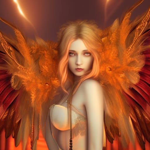 Sad Angel with Feather Wings: Detailed Matte Painting