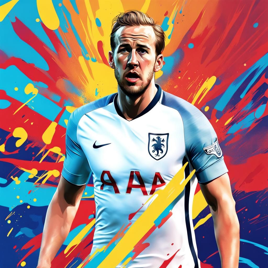 Hyperrealistic Portrait of Harry Kane in Splash Art Style