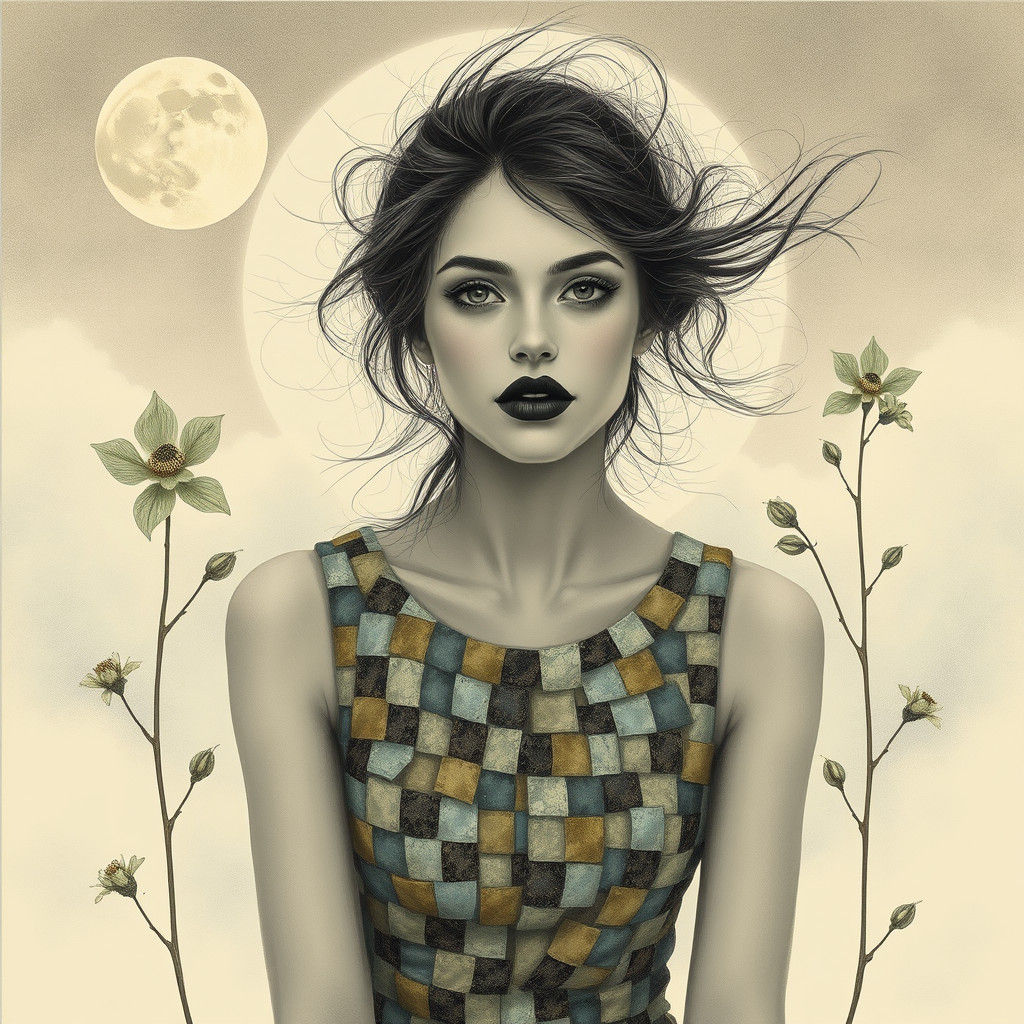 Ethereal Woman in Dreamy Moonlit Portrait