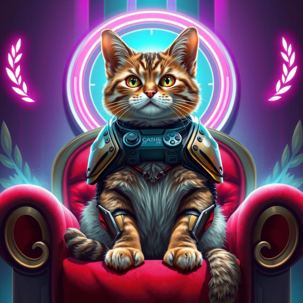 Cyberpunk Feline Gaming Icon