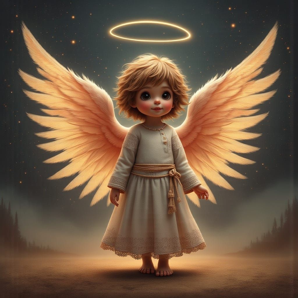 Surreal Ultra Cute Angel in Ethereal Robe