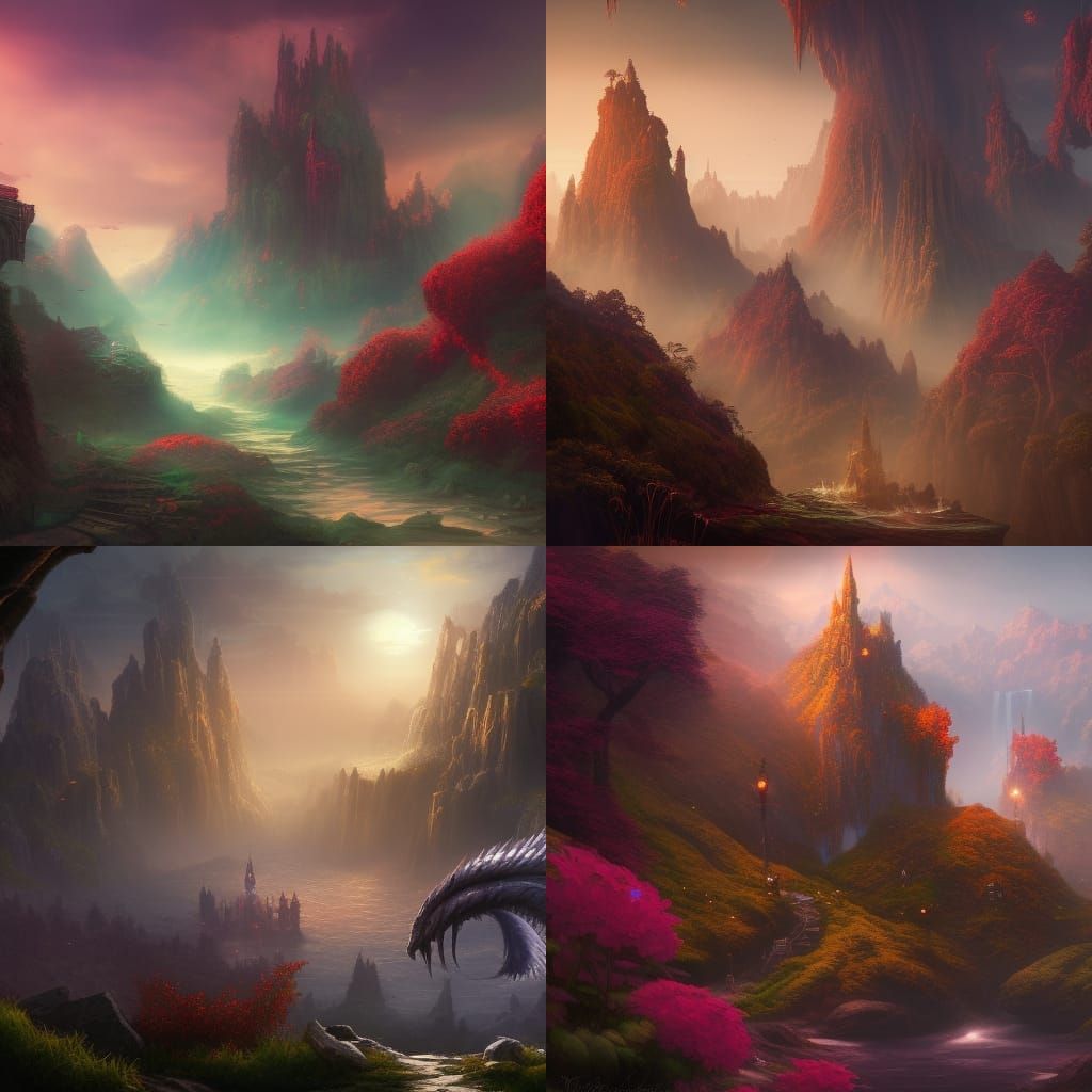 Fantastical Love Affair in Deep Color, Matte Painting